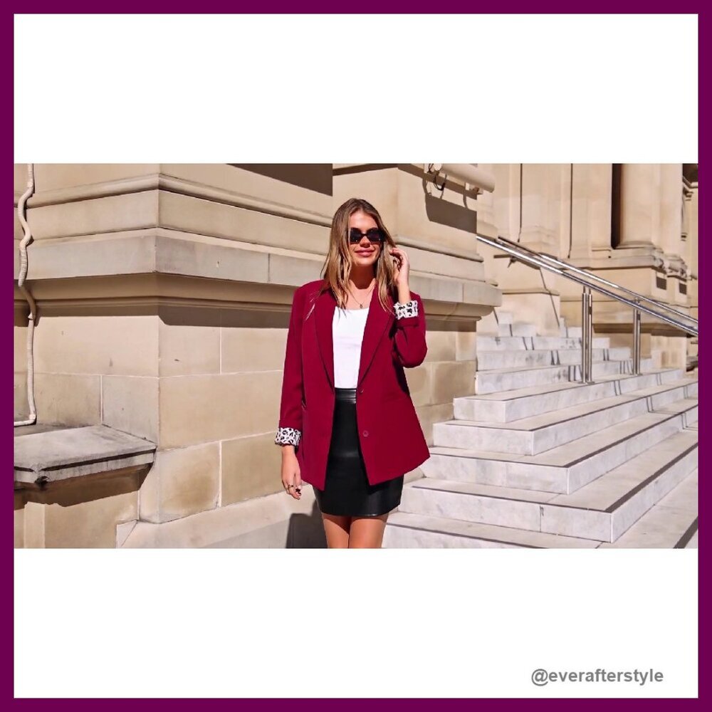 Leopard Print Lined Blazer Elegant Office Work Wear Open Front Tailored Fit - Picture 8 of 8